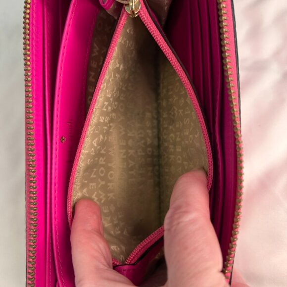 Kate Spade Bright Pink Long Zippy Zip Around Organization Leather Wallet Large - Picture 7 of 15